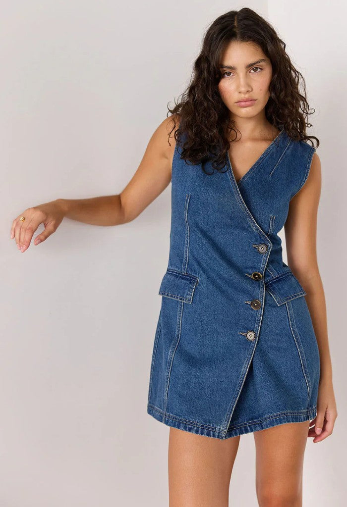 Minkpink Nora Denim Wrap Mini Dress