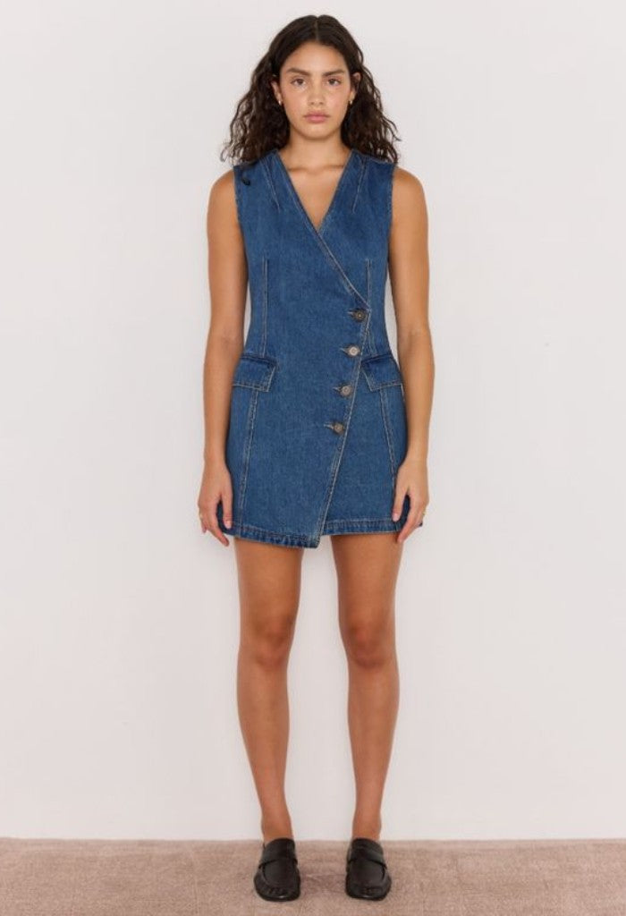 Minkpink Nora Denim Wrap Mini Dress