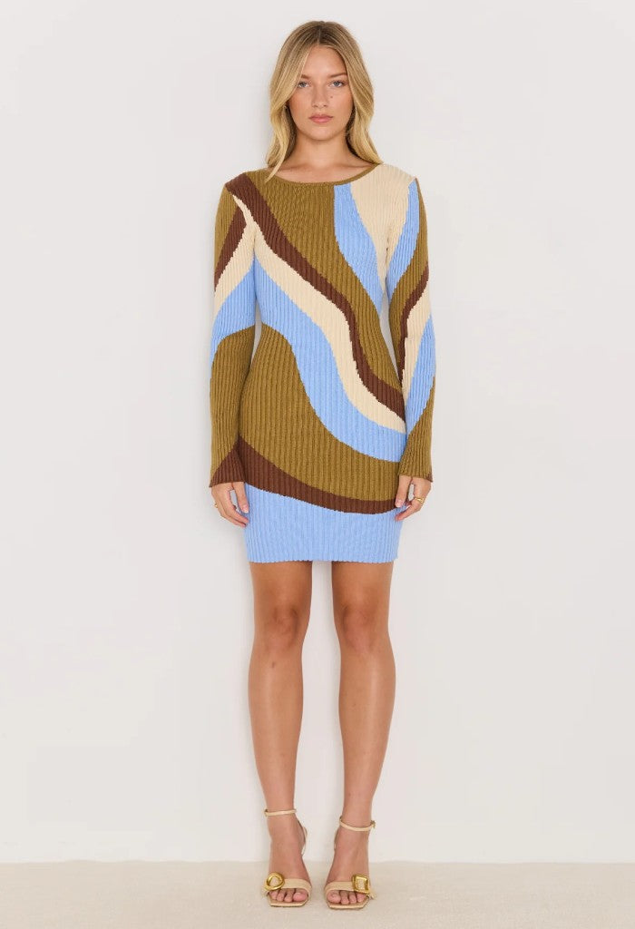 Minkpink Darla Intarzia Knit Mini Dress