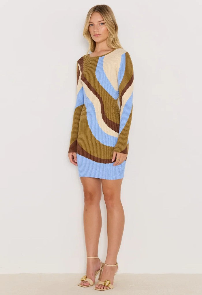 Minkpink Darla Intarzia Knit Mini Dress