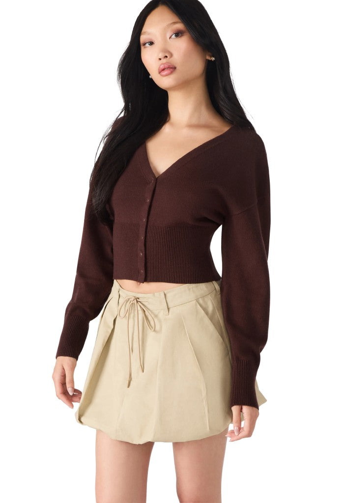 Steve Madden Lauryn Cardigan-Chocolate
