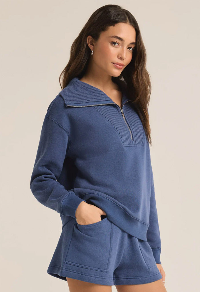 Z Supply Sonata Fleece Sweatshirt-True Navy