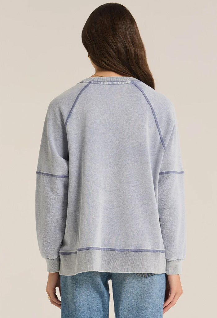 Z Supply Easy V Knit Denim Sweatshirt