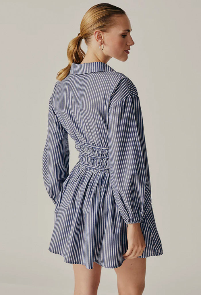 Deluc Campsis Dress-Striped Blue and White