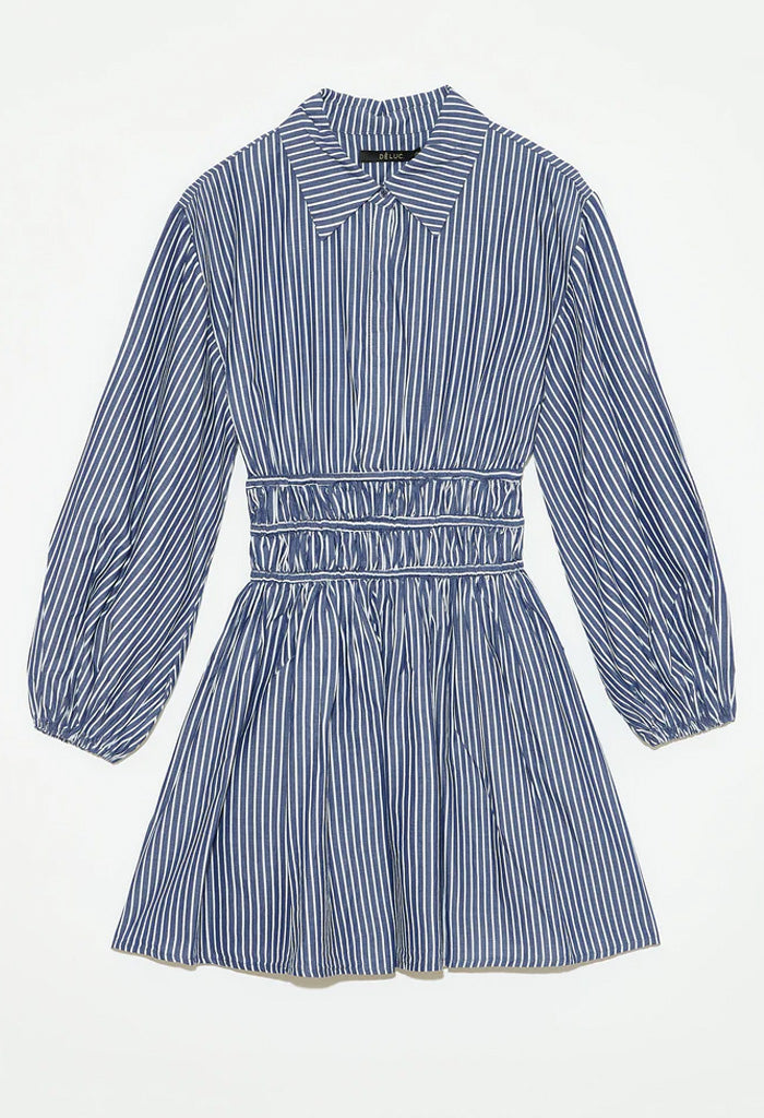 Deluc Campsis Dress-Striped Blue and White