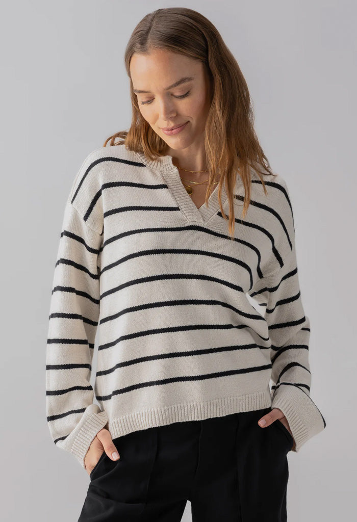 Sanctaury Chill Vibes Sweater-Chalk/Black Stripe