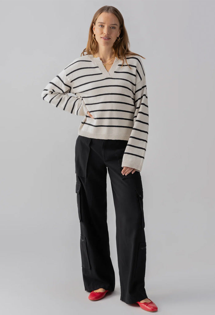 Sanctaury Chill Vibes Sweater-Chalk/Black Stripe