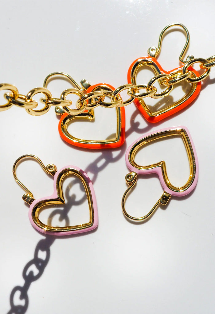 Luv AJ Mini Heartbreaker Hoops-Light Pink