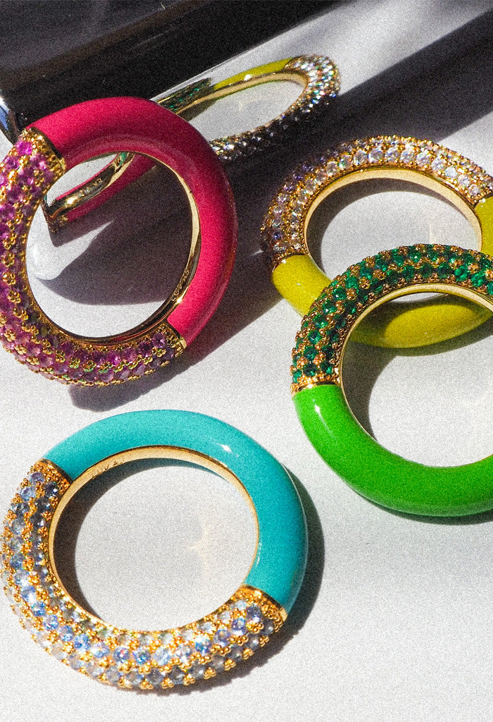 Luv AJ Pave Amalfi Ring-Bright Green