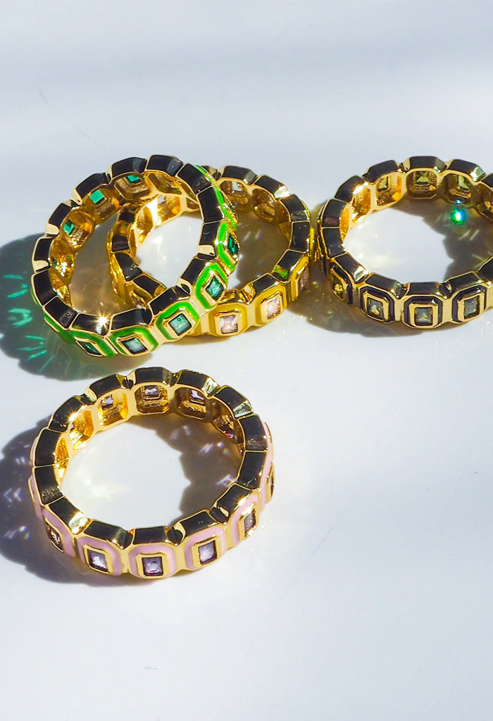 Luv AJ Bezel Ballier Ring-Light Pink