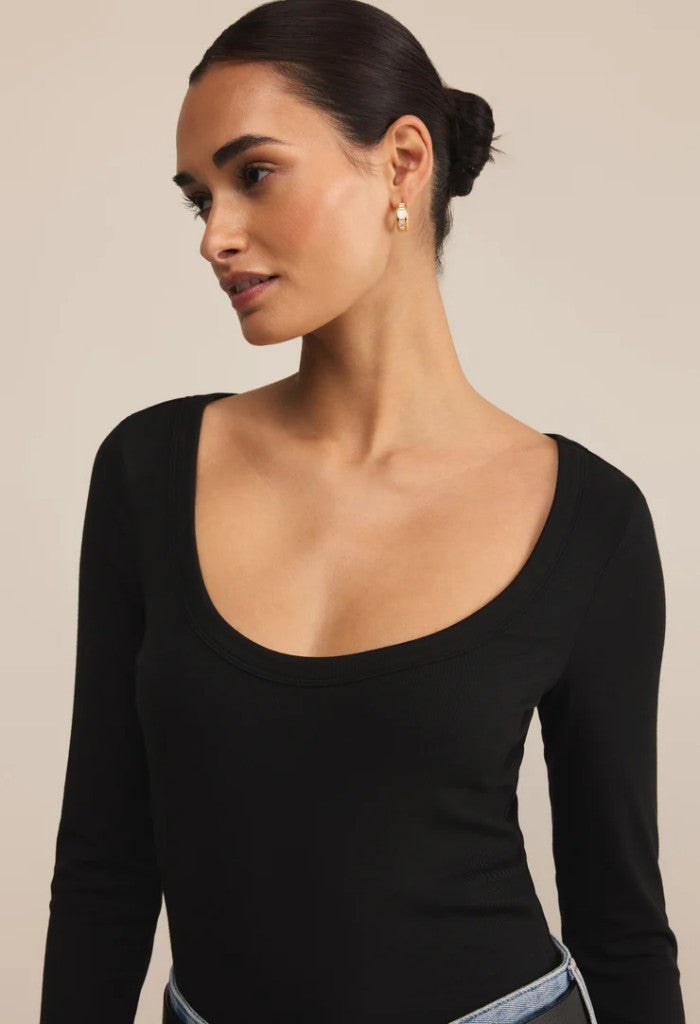 Z Supply Second Skin Scoop Neck Top-Black