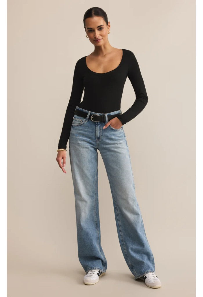 Z Supply Second Skin Scoop Neck Top-Black