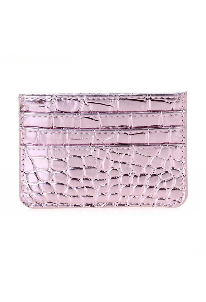 KK Bloom Tiara Crocodile Cardholder-Pink