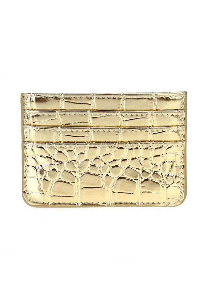 KK Bloom Tiara Crocodile Cardholder-Gold