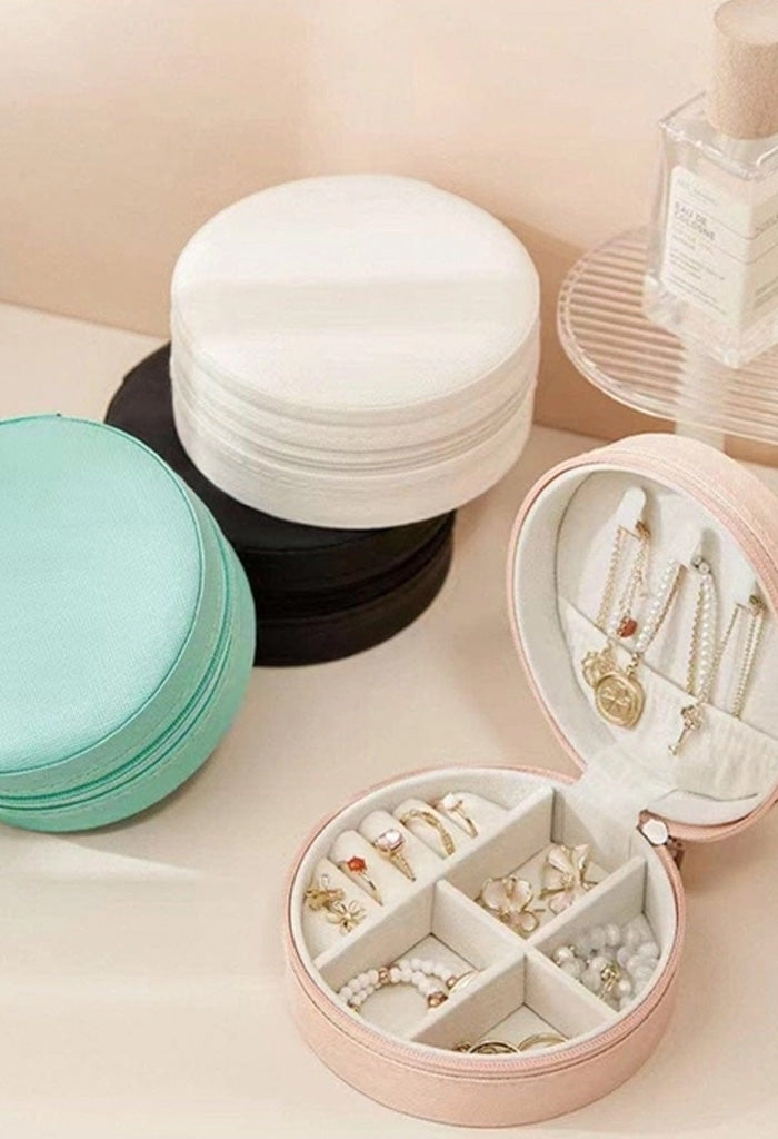 KK Bloom Pretty Little Travel Jewelry Case-Round Ivory