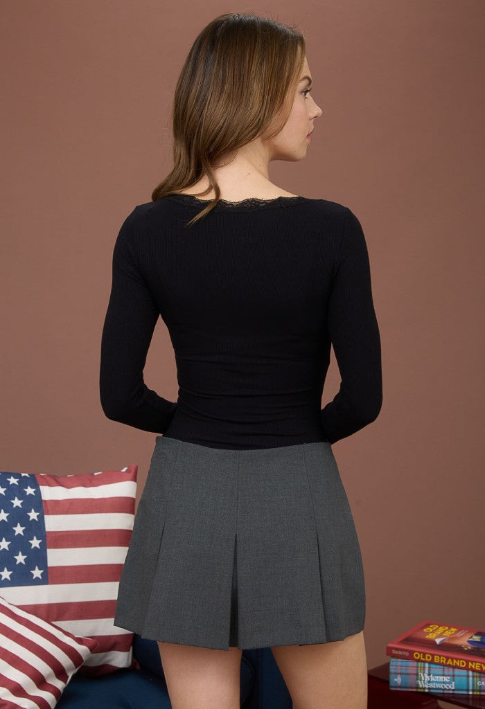 KK Bloom Kendra Ribbed LS Tee-Black