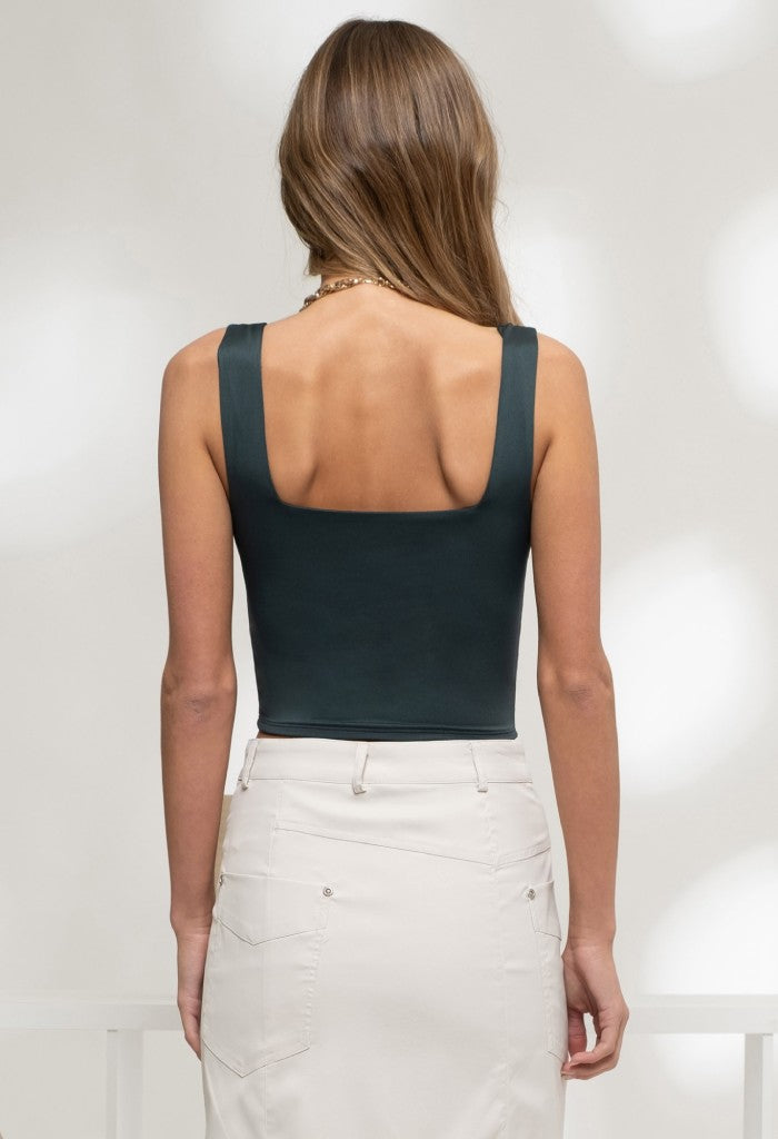 KK Bloom Ally Crop Tank Top-Hunter Green