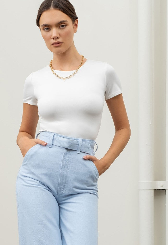KK Bloom Classic Crop Tee-Sugar White