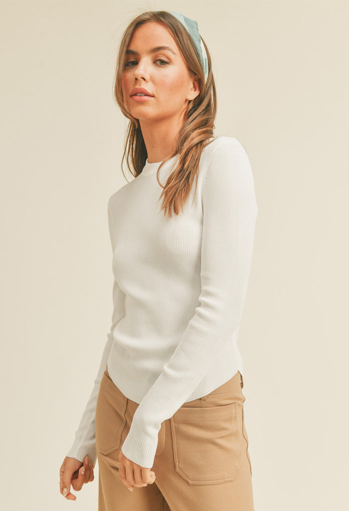 KK Bloom Rebecca Ribbed Top-White