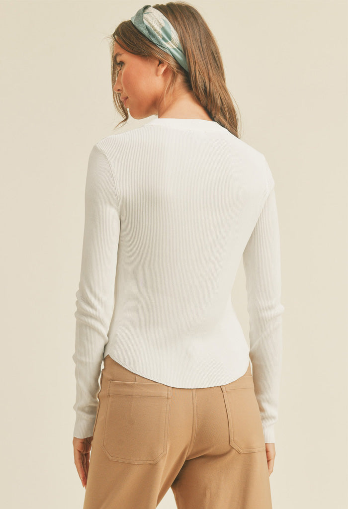 KK Bloom Rebecca Ribbed Top-White