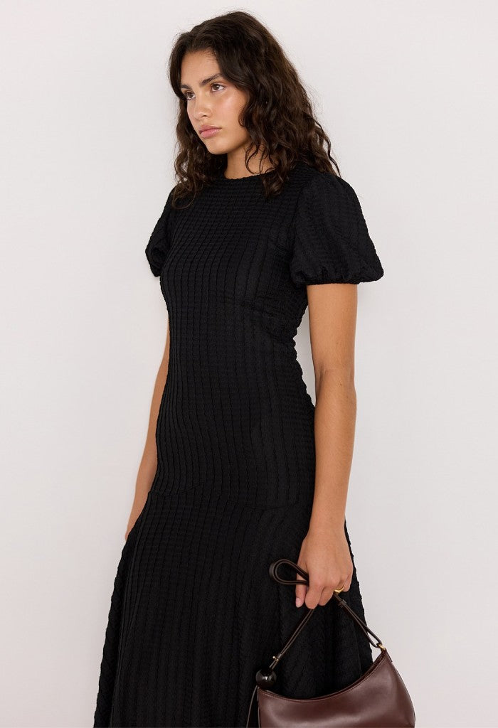 Anais Drop Waist Midi Dress - Black | Elegant & Flattering S / Black Anais Drop Waist Midi Dress - Black | Elegant & Flattering S / Black