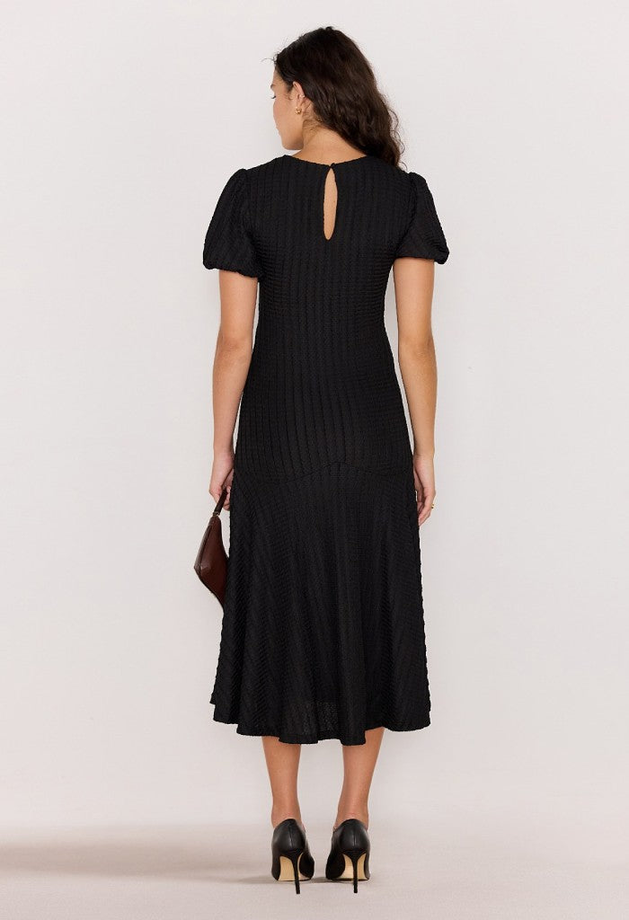 Anais Drop Waist Midi Dress - Black | Elegant & Flattering S / Black Anais Drop Waist Midi Dress - Black | Elegant & Flattering S / Black