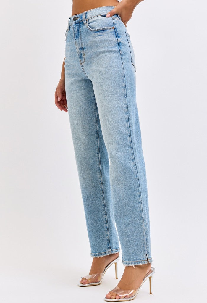 KK Bloom Highrise Dad Jean With Mini Slit