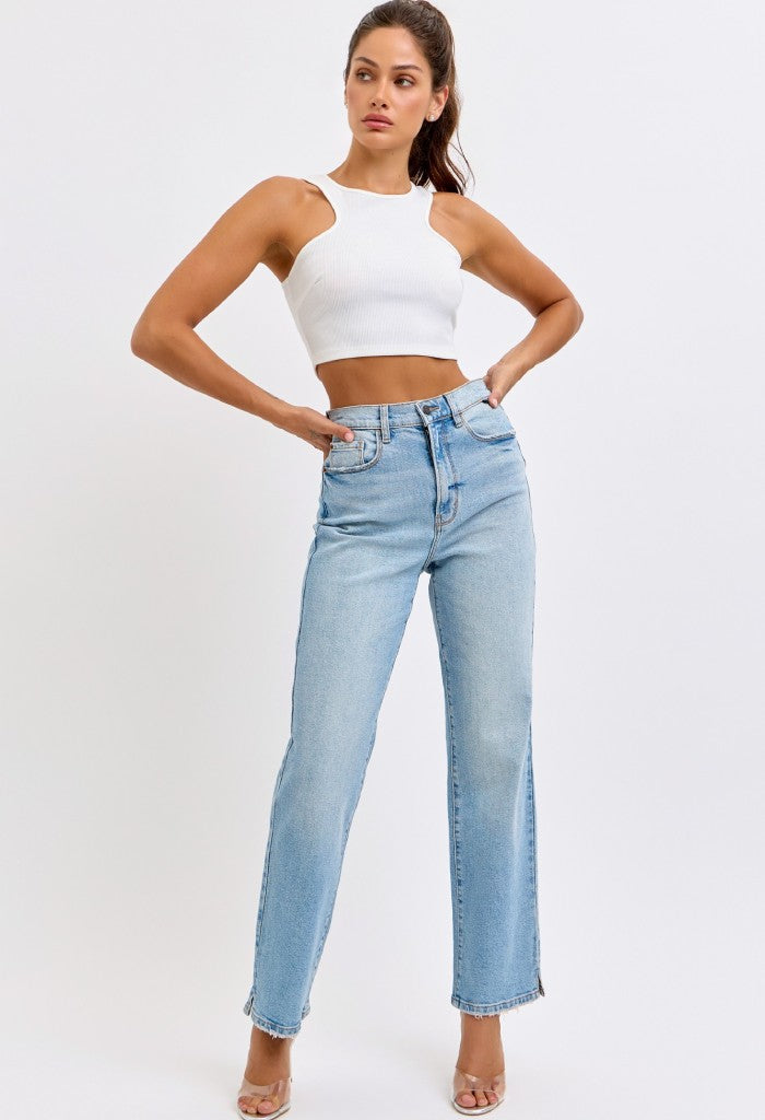 KK Bloom Highrise Dad Jean With Mini Slit