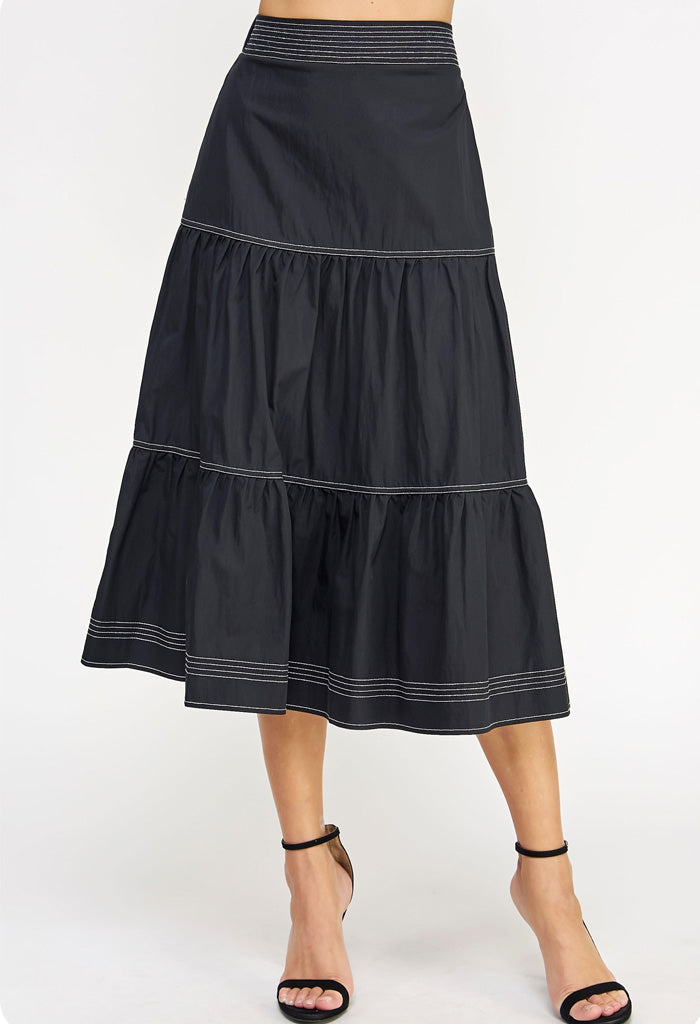 KK Bloom Cindy Midi Skirt-Black