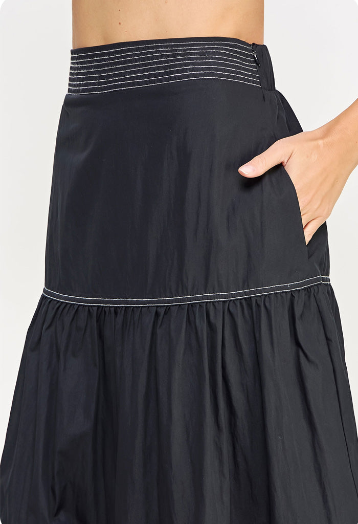 KK Bloom Cindy Midi Skirt-Black