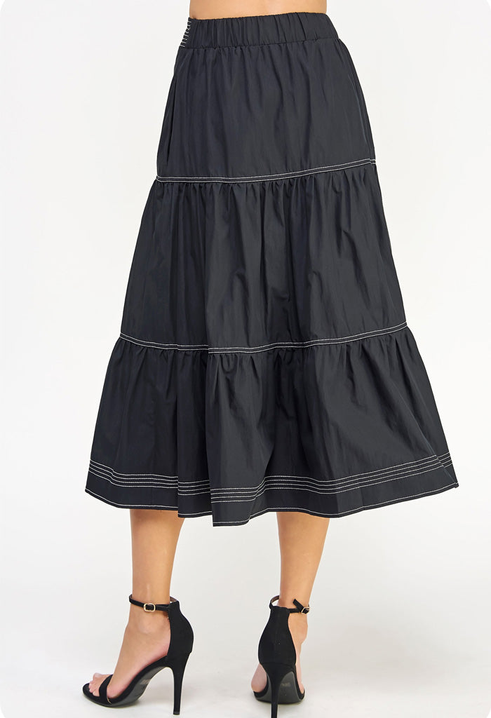 KK Bloom Cindy Midi Skirt-Black