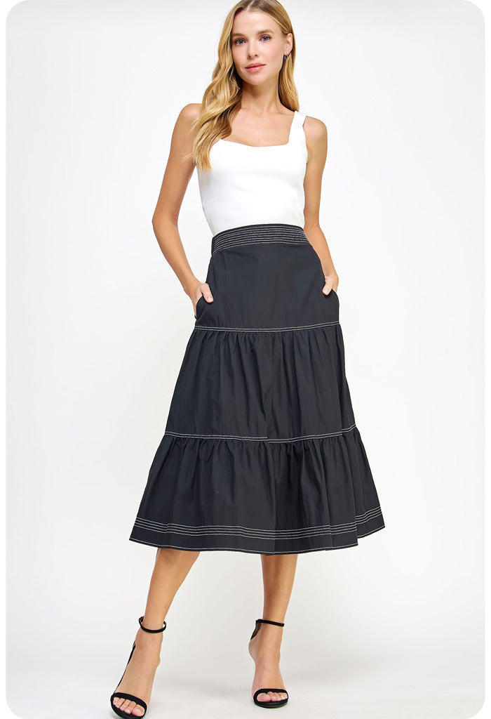 KK Bloom Cindy Midi Skirt-Black