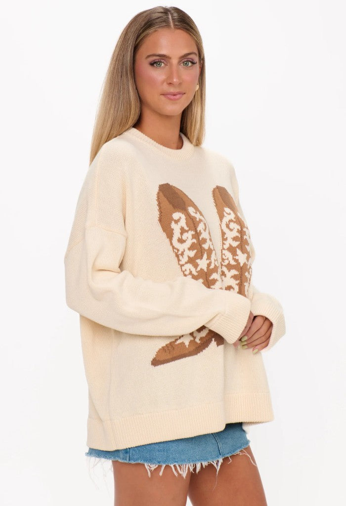 Show Me Your Mumu Stay Awhile Sweater-Cowboy Boot