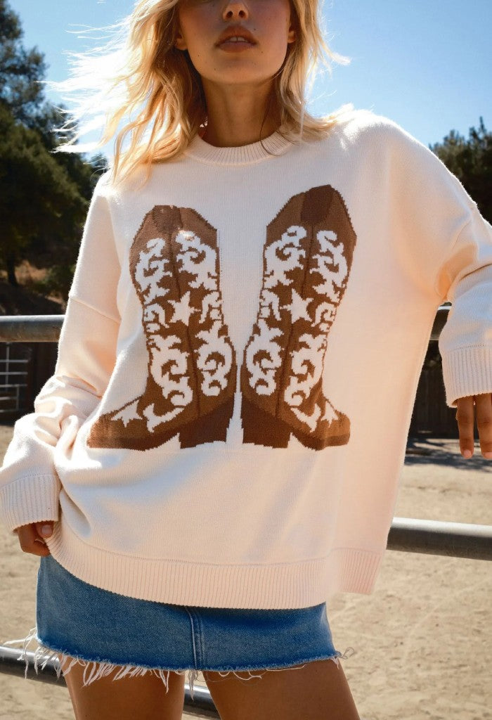 Show Me Your Mumu Stay Awhile Sweater-Cowboy Boot