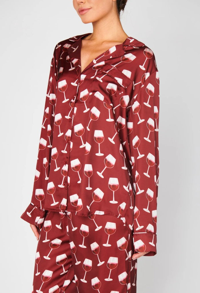 Show Me Your Mumu Classic PJ Set-Silky Red Wine
