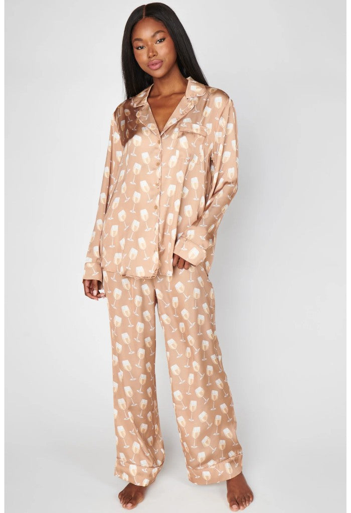 Show Me Your Mumu Classic PJ Set-Silky White Wine
