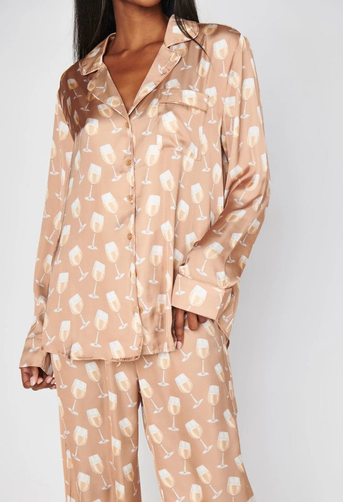 Show Me Your Mumu Classic PJ Set-Silky White Wine