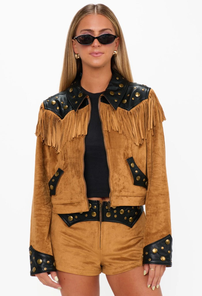 Show Me Your Mumu Wilson Jacket-Sepia Faux Suede