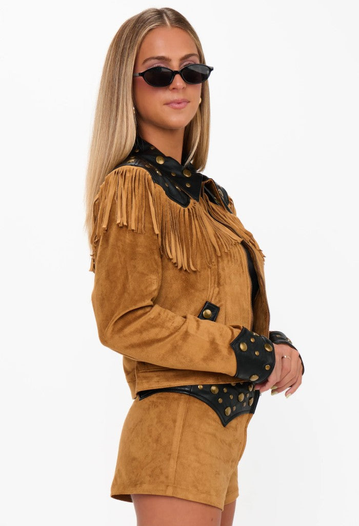 Show Me Your Mumu Wilson Jacket-Sepia Faux Suede