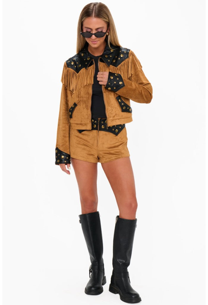 Show Me Your Mumu Wilson Jacket-Sepia Faux Suede