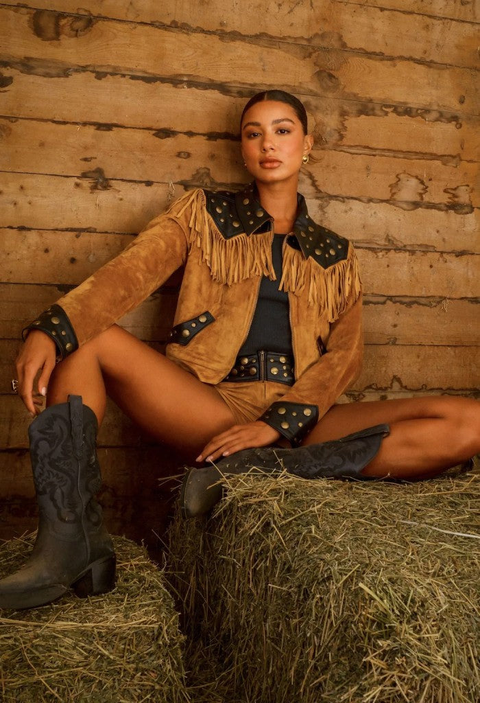 Show Me Your Mumu Wilson Jacket-Sepia Faux Suede