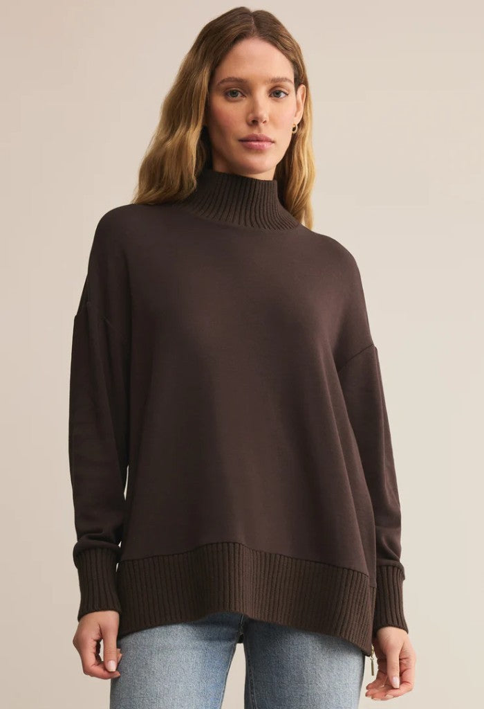 Z Supply Sable Rib Sweatshirt-Chocolate Cherry