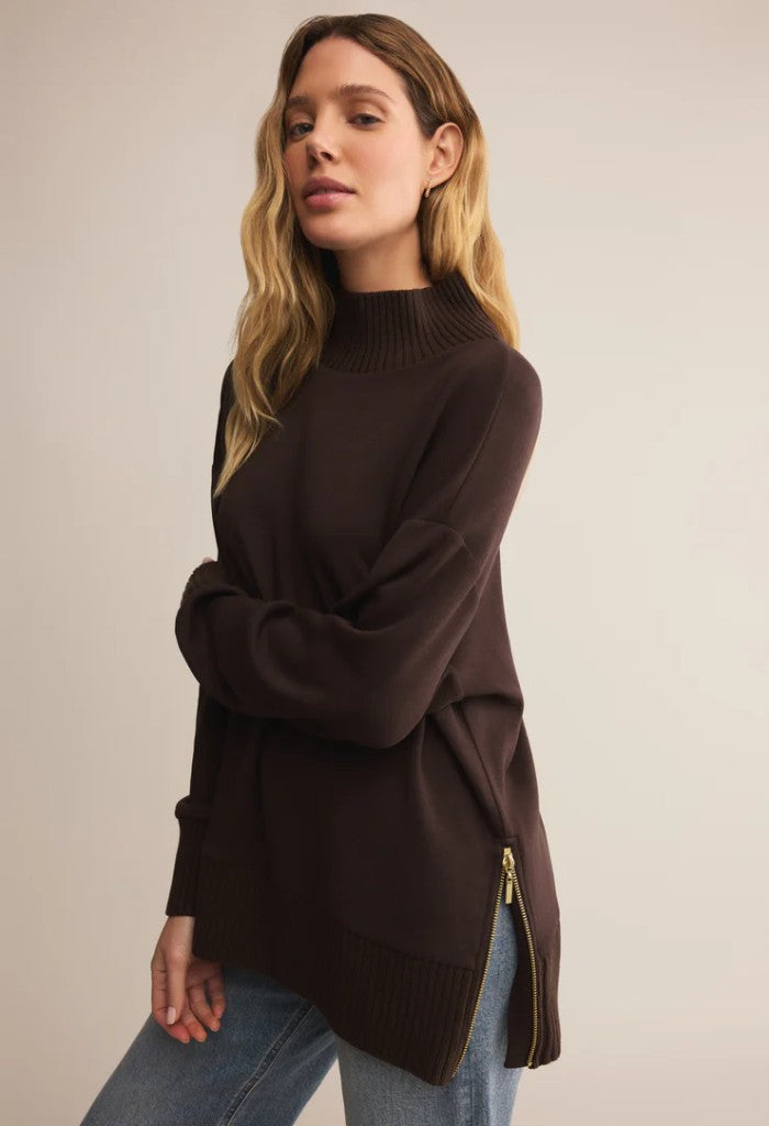 Z Supply Sable Rib Sweatshirt-Chocolate Cherry