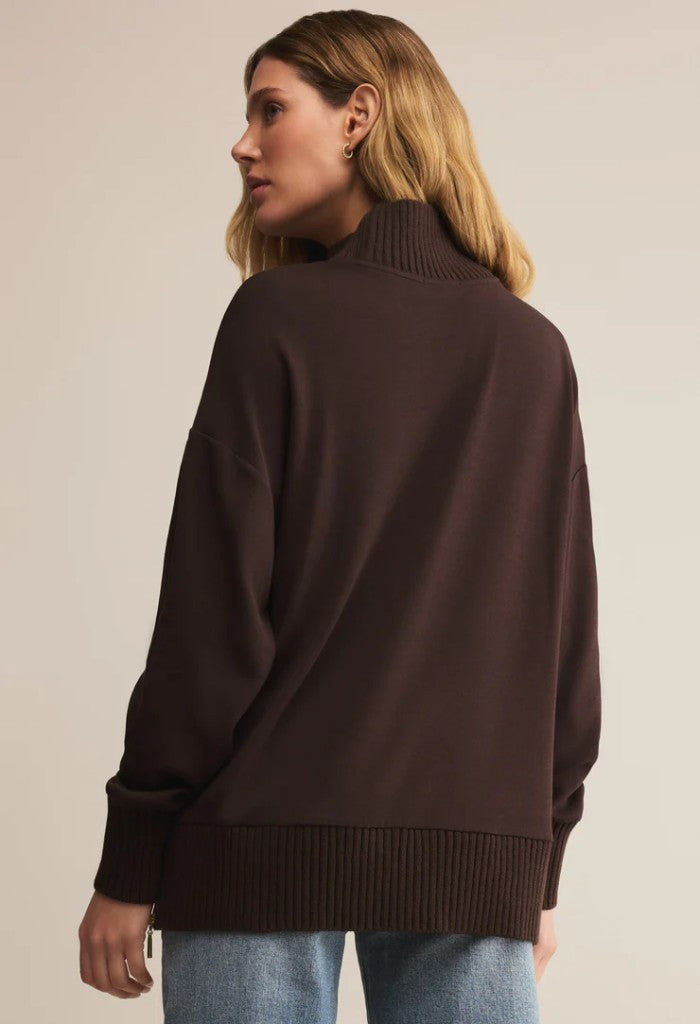 Z Supply Sable Rib Sweatshirt-Chocolate Cherry