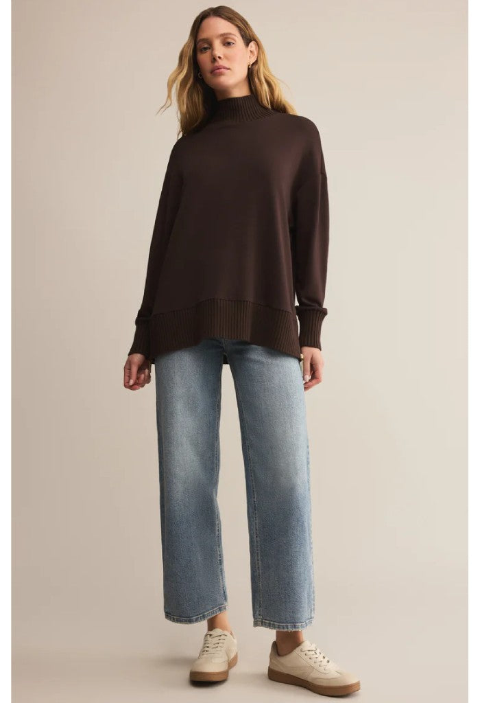 Z Supply Sable Rib Sweatshirt-Chocolate Cherry