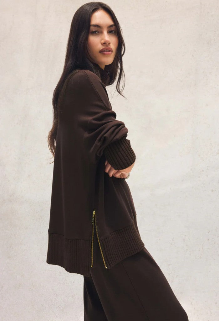 Z Supply Sable Rib Sweatshirt-Chocolate Cherry