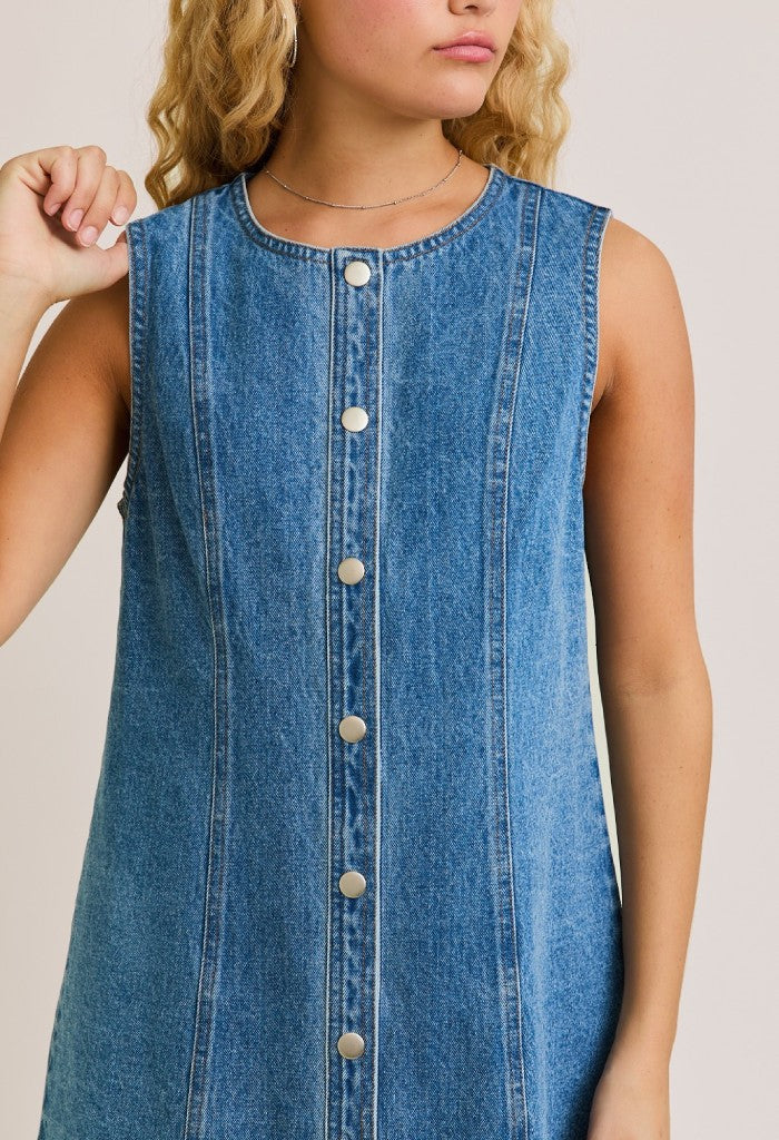 Robin Denim Mini Dress Small Robin Denim Mini Dress - KK Bloom Boutique