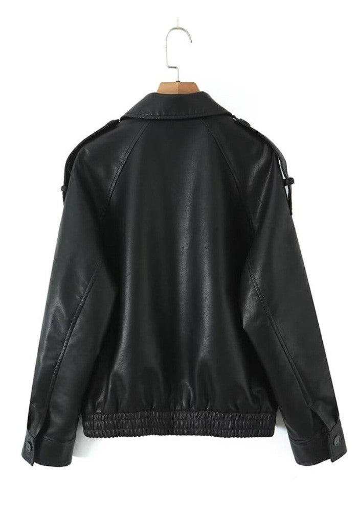 KK Bloom Cora Faux Leather Bomber Jacket