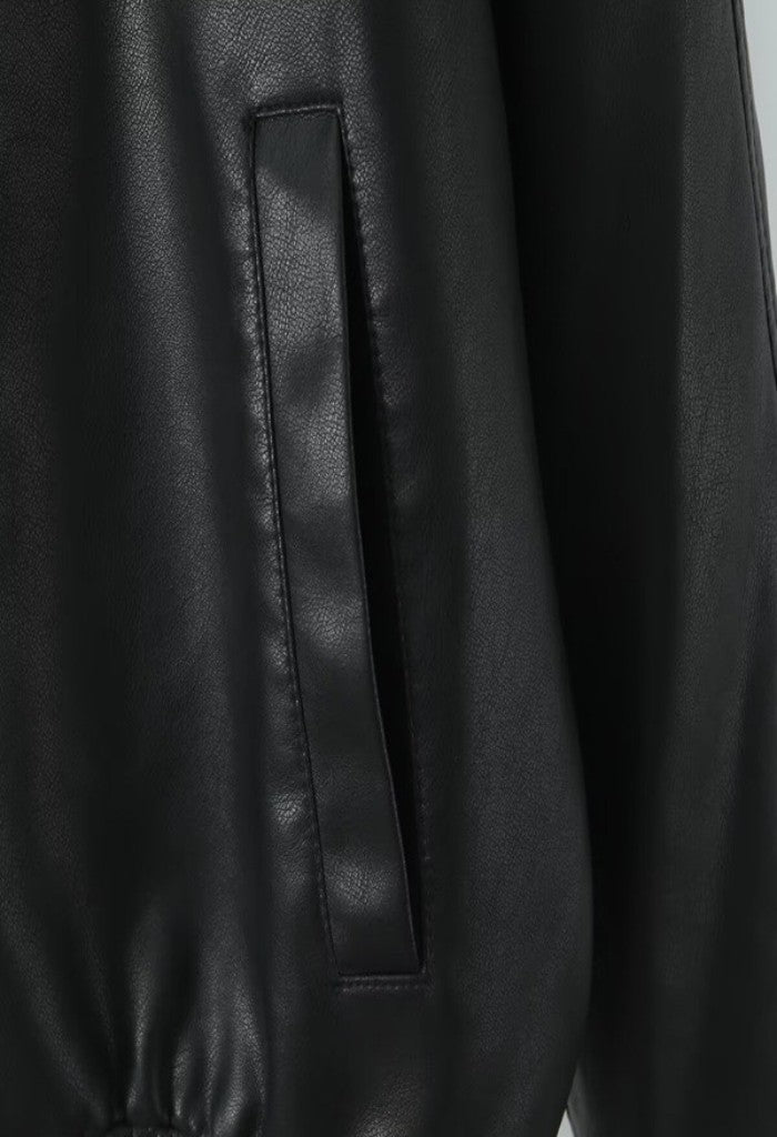 KK Bloom Cora Faux Leather Bomber Jacket