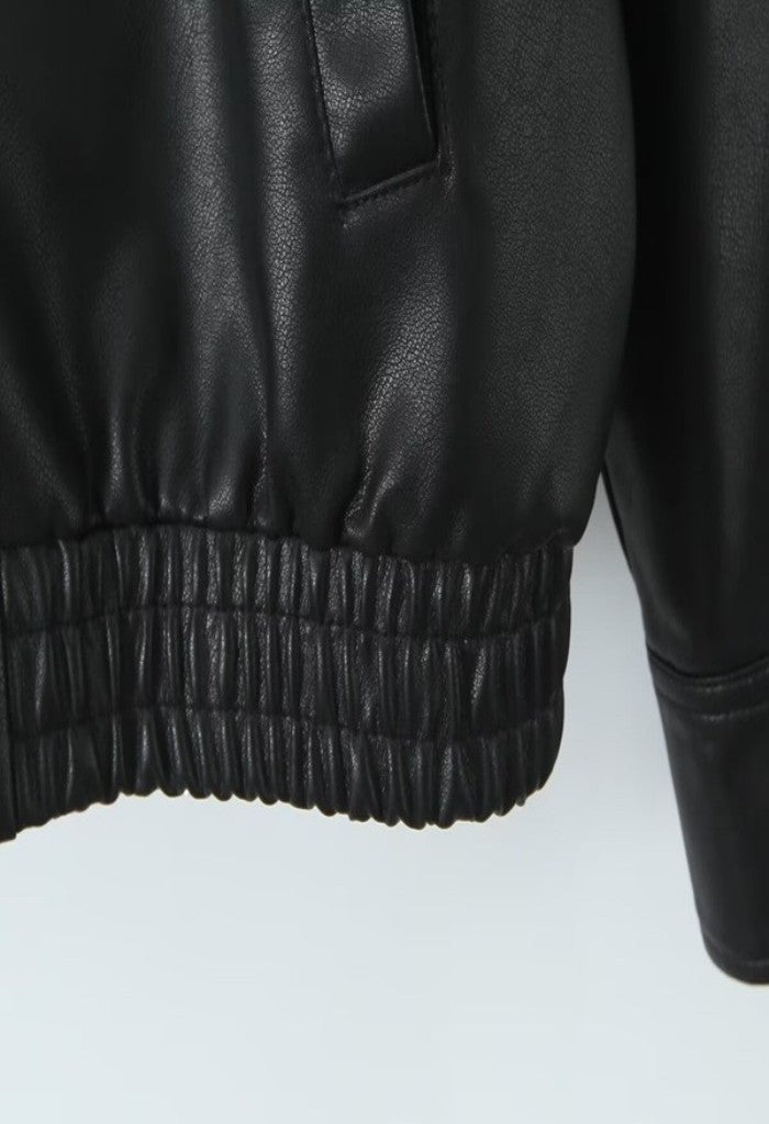 KK Bloom Cora Faux Leather Bomber Jacket